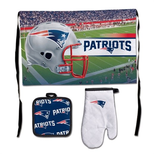 New England Patriots Premium BBQ Apron, Oven Mitt and Potholder Set