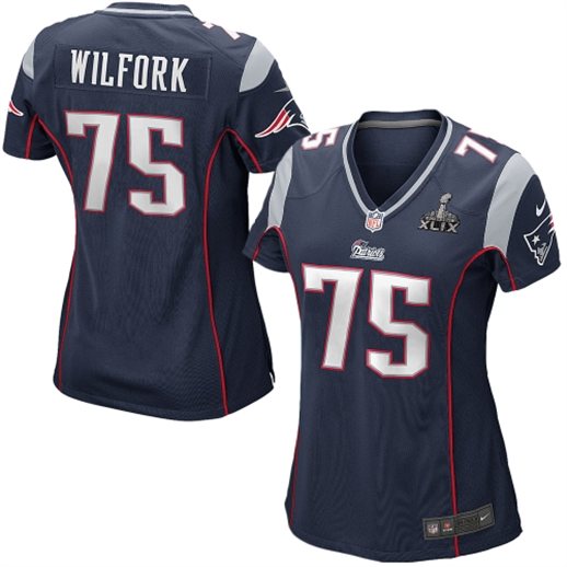 New England Patriots Women's Vince Wilfork Nike Navy Blue Super Bowl XLIX Game Jersey