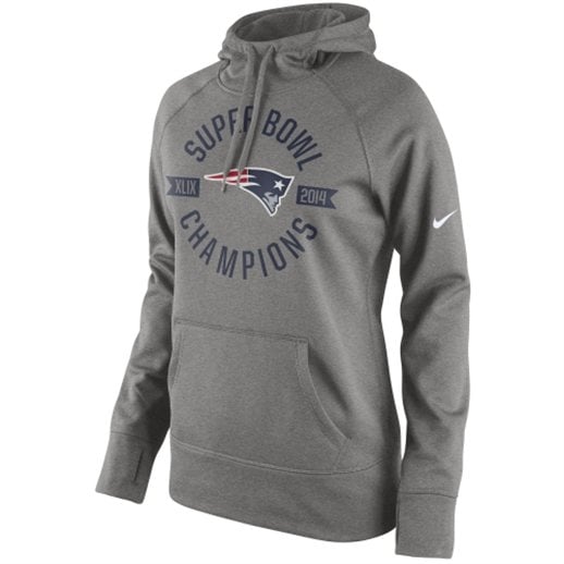 Nike New England Patriots Women's Gray Super Bowl XLIX Champions Celebration Champs Pullover Hoodie