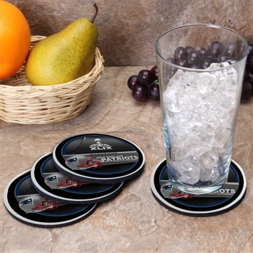 New England Patriots Super Bowl XLIX Champions 4-Pack Neoprene Coaster Set
