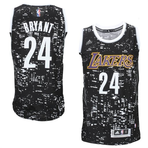 adidas Kobe Bryant Los Angeles Lakers Black City Lights Fashion Swingman Jersey