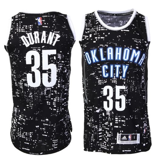 adidas Kevin Durant Oklahoma City Thunder Black City Lights Fashion Swingman Jersey