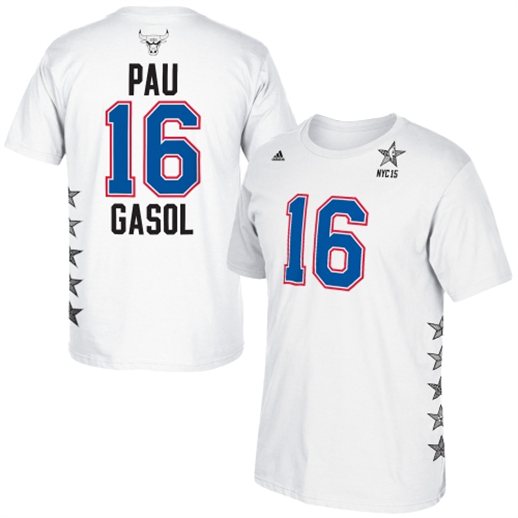 adidas Pau Gasol Chicago Bulls White 2015 NBA All-Star Name & Number T-Shirt