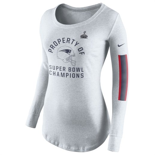 Nike New England Patriots Women's Gray Super Bowl XLIX Champions Celebration Property Of Long Sleeve T-Shirt