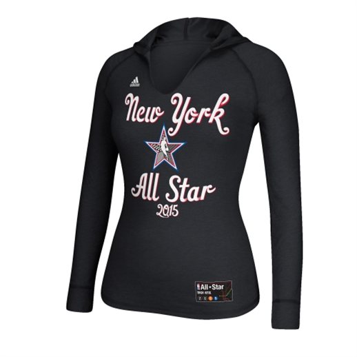 adidas NBA Women's Navy Blue 2015 All-Star Long Sleeve Hooded T-Shirt