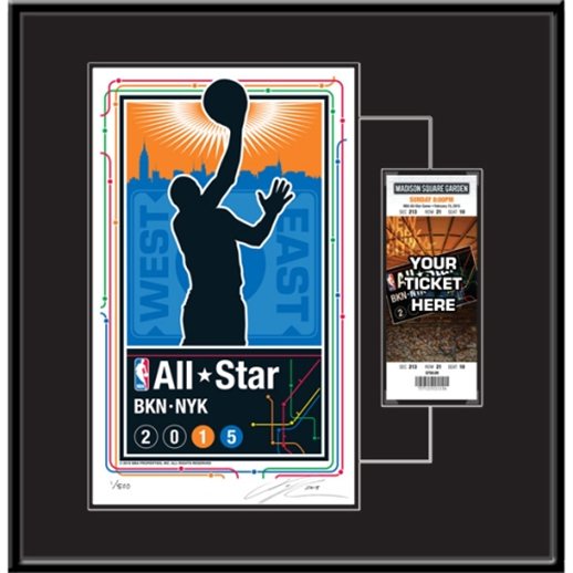 2015 NBA All-Star Game Sports Propaganda Serigraph Ticket Frame