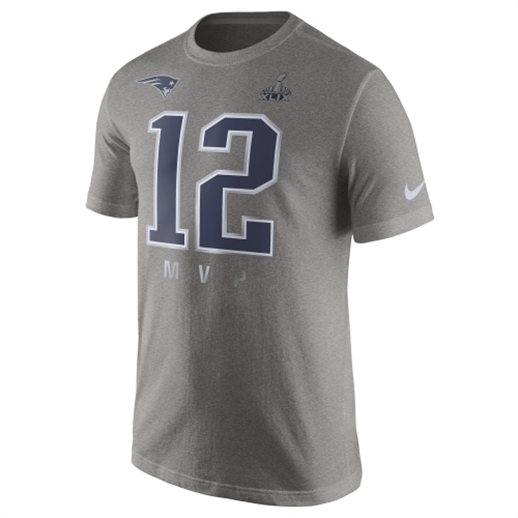 Nike Tom Brady New England Patriots Gray Super Bowl XLIX Champions MVP T-Shirt