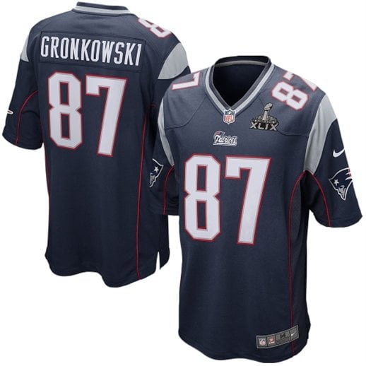 New England Patriots Youth Rob Gronkowski Nike Navy Blue Super Bowl XLIX Game Jersey