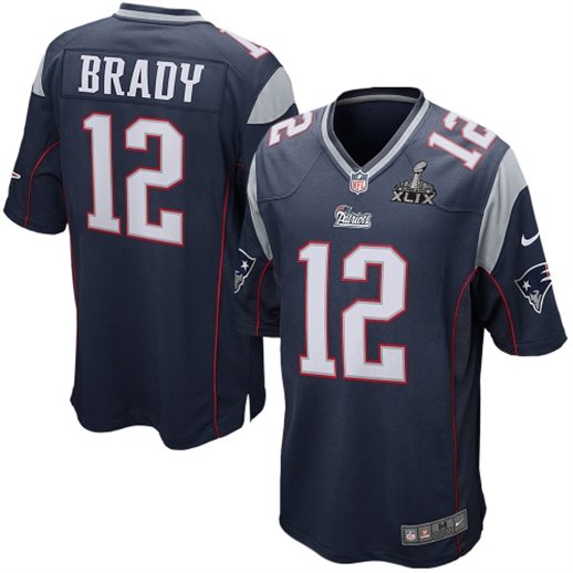 New England Patriots Tom Brady Nike Navy Blue Super Bowl XLIX Game Jersey