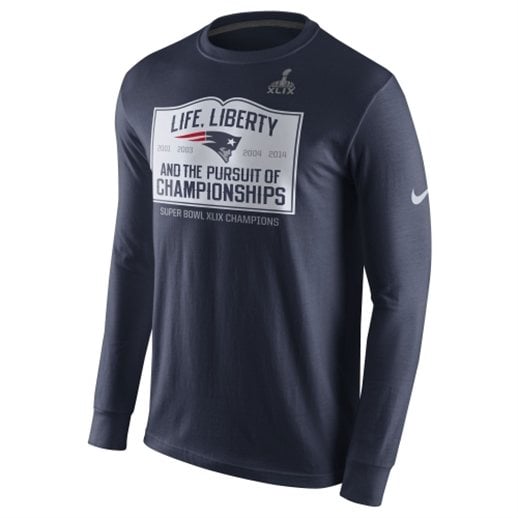 Nike New England Patriots Navy Blue Super Bowl XLIX Champions Celebration Local Long Sleeve T-Shirt