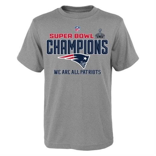 New England Patriots Youth Gray Super Bowl XLIX Champions Trophy Collection Locker Room T-Shirt