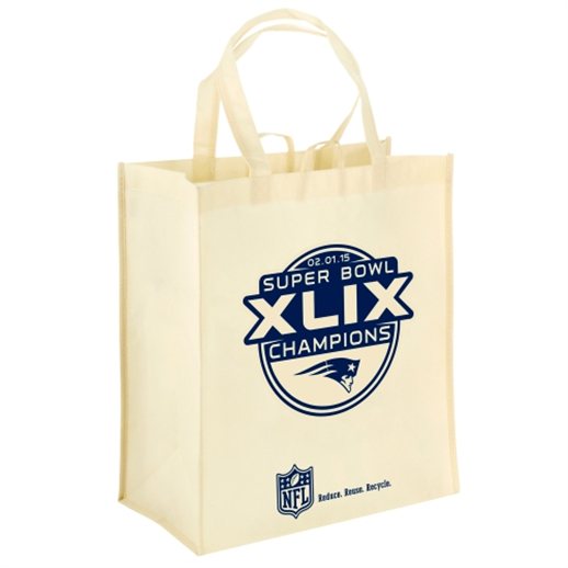 New England Patriots Khaki Super Bowl XLIX Champions Reusable Grocery Tote Bag