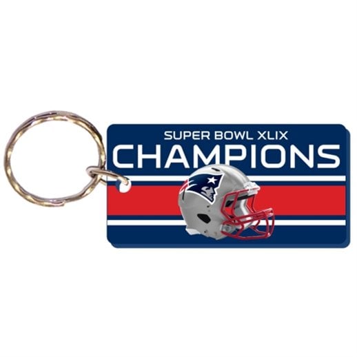 New England Patriots Super Bowl XLIX Champions Striped Acrylic Keychain