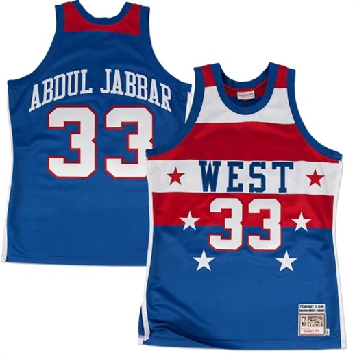  Mitchell & Ness Kareem Abdul-Jabbar All Star West Navy Blue 1980 Authentic Basketball Jersey Jersey