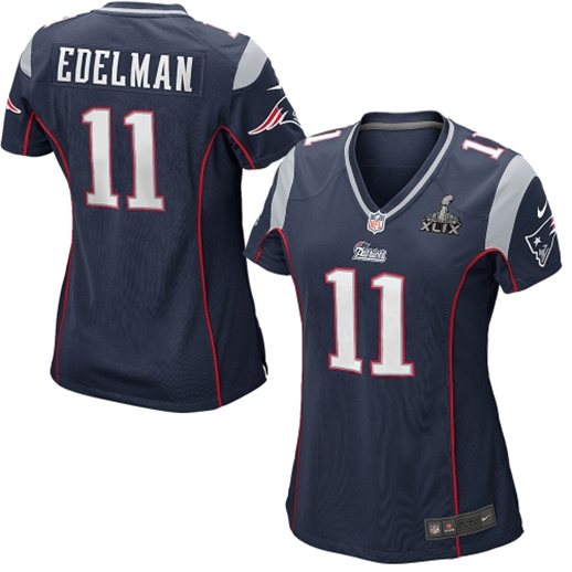 New England Patriots Women's Julian Edelman Nike Navy Blue Super Bowl XLIX Game Jersey