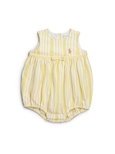 Ralph Lauren Infant's Striped Cotton Stripe Shortall in Yellow and White