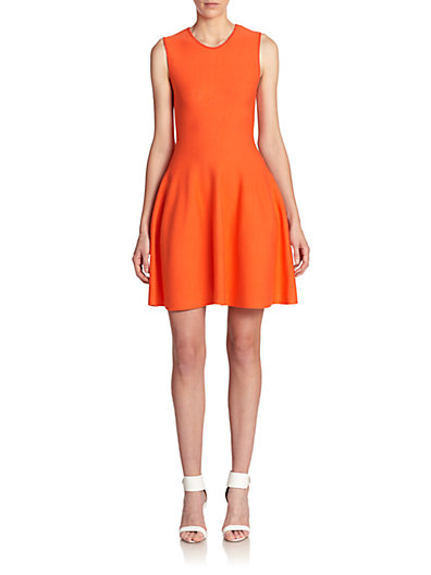 RVN Knit Fit & Flare Dress in Orange
