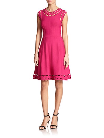 MILLY Open-Inset Fit & Flare Dress in Fuchsia