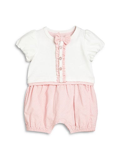 Armani Junior Infant's Ruffled & Dotted Romper in Pink-White