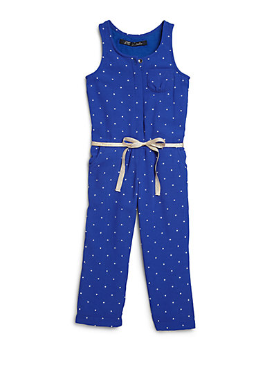 Lili Gaufrette Toddler's & Little Girl's Polka Dot Belted Romper 0400086726998 in Blue