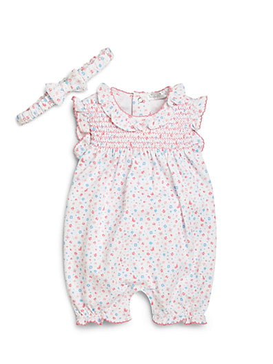 Kissy Kissy Infant's Puppy Garden Romper & Headband Set in Pink Multi