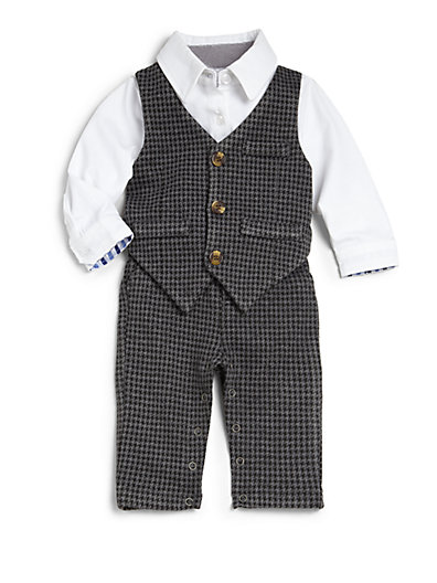 Andy & Evan Infant's Houndstooth Playsuit in Grey/Black