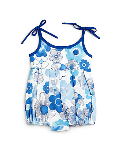 Isabel Garreton Infant's Floral Print Tie Bubble Romper in Blue Floral Print
