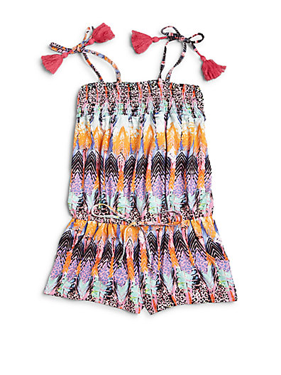 PilyQ Toddler's & Little Girl's Tassel-Trimmed Print Romper 0407452576044
