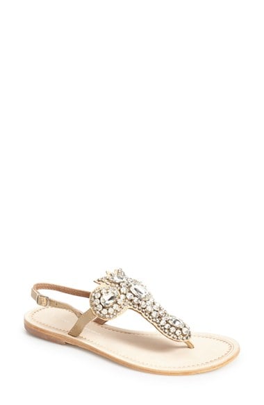 Lauren Lorraine 'Ibiza' Crystal Thong Sandal (Women) in Clear Beige