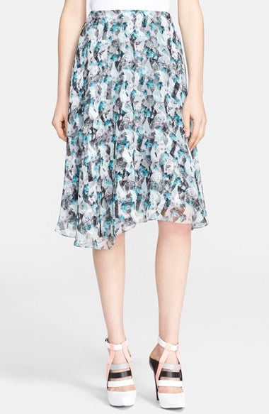 Prabal Gurung Abstract Print Silk Circle Skirt in Turquoise