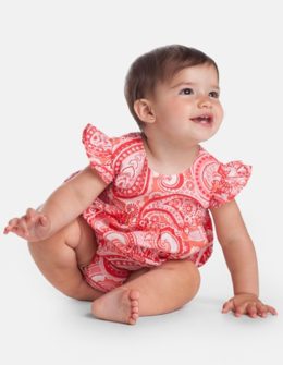 MASALABABY 'Bon Bon' Bubble Romper & Hat (Baby Girls) in Paisley