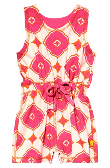 MASALABABY 'Raaz' Organic Cotton Romper (Toddler Girls & Little Girls) in Pink and Orange