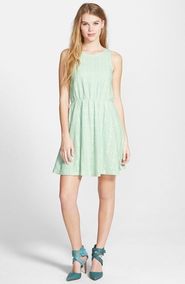 Frenchi® Frenchi Lace Skater Dress in Green Placid