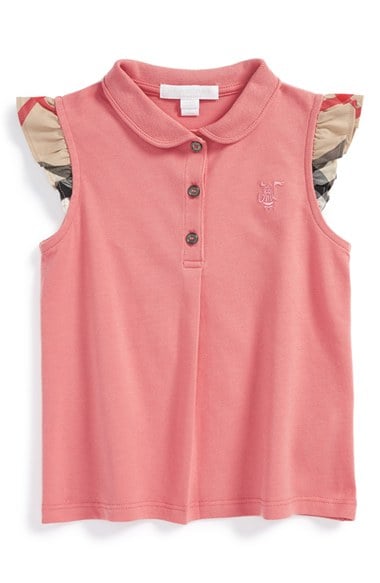 Burberry 'Mini Tia' Sleeveless Polo (Toddler Girls) in Carnation