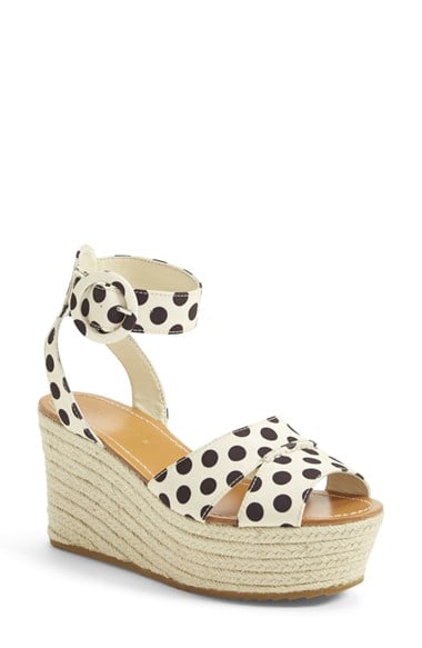 Alice + Olivia 'Resse' Polka Dot Espadrille Wedge (Women) in Black and Cream