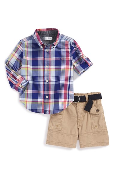 Ralph Lauren Plaid Shirt & Cargo Shorts (Baby Boys)