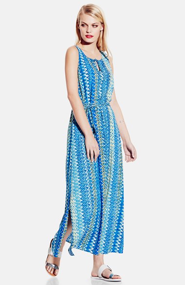 Two by Vince Camuto Ikat Chevron Print Maxi Dress in Ocean