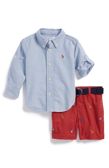 Ralph Lauren Oxford Shirt & Embroidered Shorts (Baby Boys)