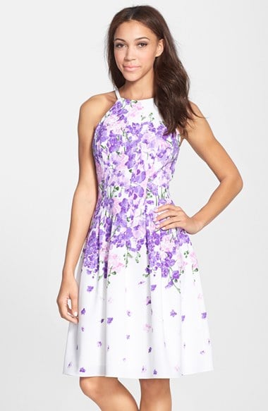 Adrianna Papell 'Garden Party' Print Crepe Fit & Flare Dress