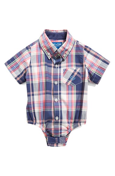 Andy & Evan Madras Plaid Cotton Bodysuit (Baby Boys)