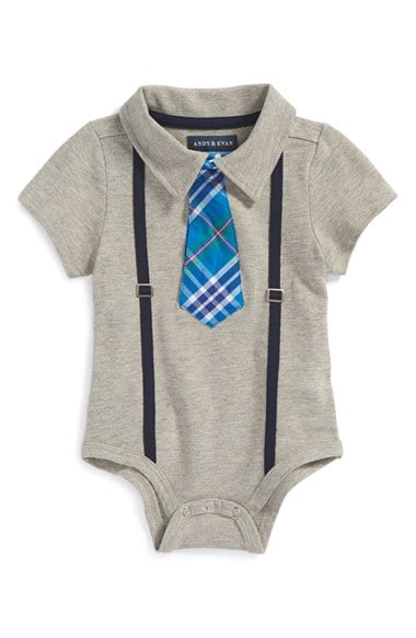 Andy & Evan Polo Bodysuit with a tie and suspenders! (Baby Boys)