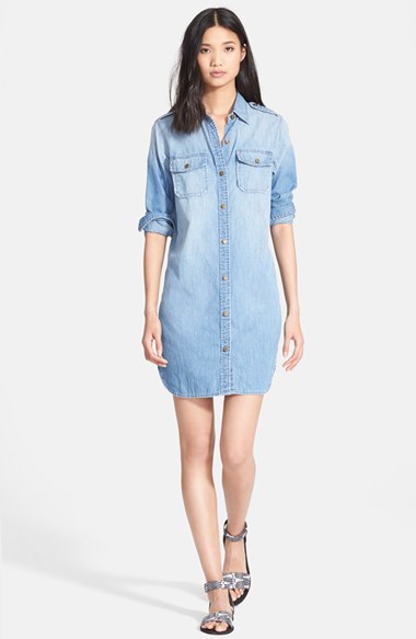 Current/Elliott 'The Perfect Shirt' Denim Shirtdress in Tidal Wave