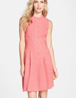 Marc New York by Andrew Marc Jacquard Fit & Flare Dress in Tulip Pink