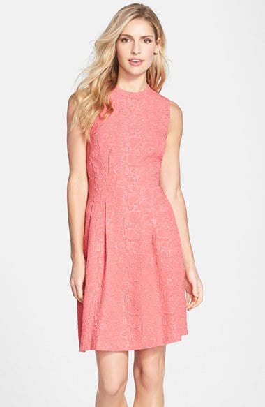 Marc New York by Andrew Marc Jacquard Fit & Flare Dress in Tulip Pink