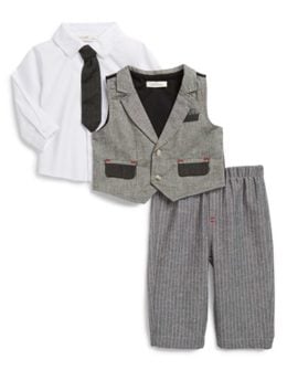 Miniclasix Vest, Shirt & Pants (Baby Boys) in White and Grey