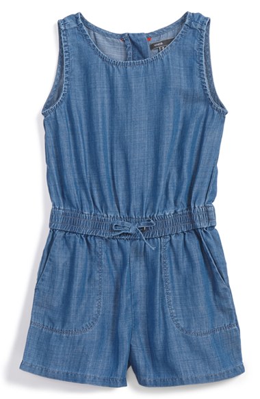 Vince Chambray Romper (Toddler Girls & Little Girls) in Light Indigo