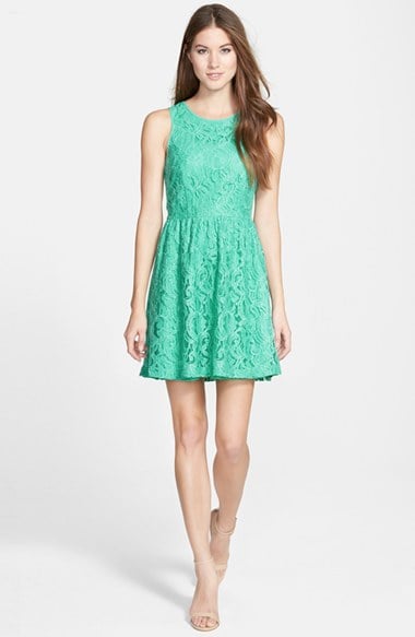 kensie Lace Fit & Flare Dress in Mint Combo