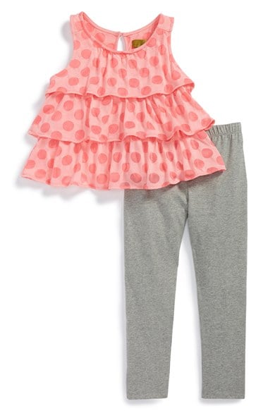 Nicole Miller Azalea Pink Polka Dot Ruffle Knit Top & Leggings (Toddler Girls & Little Girls) 