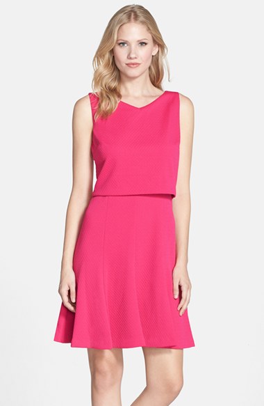 Taylor Dresses Knit Popover Dress in Raspberry Pink
