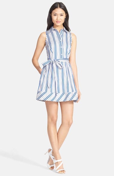 Milly Stripe Sleeveless Shirtdress in Cobalt Blue